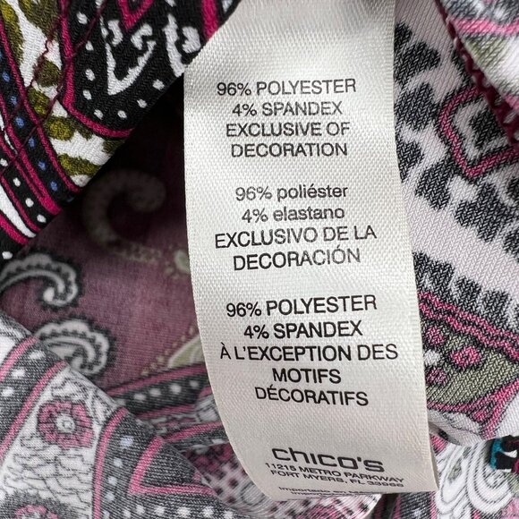 Chicos Women's Petite Small O Paisley Print Ruffle Blouse Multicolor 3/4 Sleeve - Picture 5 of 8